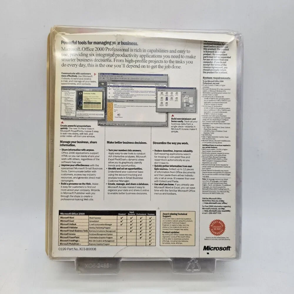 Vintage 2000 Microsoft Office 2000 Professional Upgrade CD Retail Box X05-26452